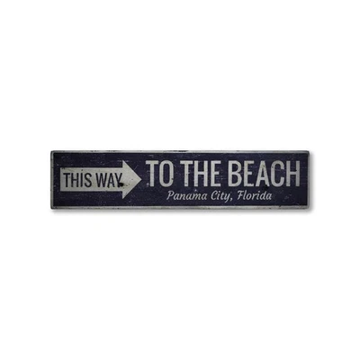 This Way To The Beach, Custom Beach - Rustic Distressed Wood Sign - Image 1 of 2