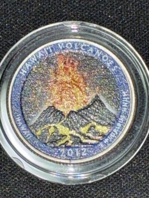 Hawaii Volcanoes 2012p America The Beautiful Colorized Washington Quarter UNC  - Image 1 of 4