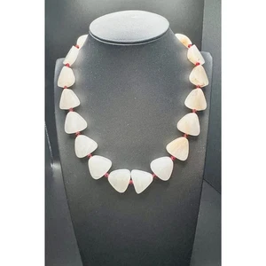 Vintage Halsband Halskette geometrisch weiß Quarz Stein - Bild 1 von 9