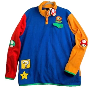NEW Nintendo Super Mario Icons Fleece Jacket Mens XL Color blocked Box Lunch NWT - Picture 1 of 3