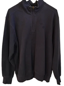 Izod Mens Size Lg 1/4 Zip Navy Blue Sweatshirt Basic Normcore Minimalist Grandpa - Picture 1 of 20