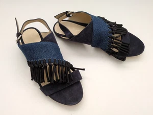 Sandali Phillip Lim Martini con frange denim scamosciato blu nero taglia 39 (KS3) - Foto 1 di 14