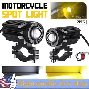 For Harley White amber LED Spotlight Auxiliary Passing light Road Street Glide - Picture 1 of 13