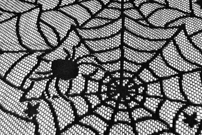 Black Lace Overlay Tabletop Collection Gothic Halloween Decor Tablecloth - Image 1 of 4