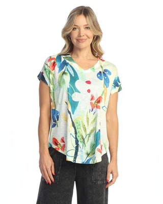 Jess & Jane Pop Art Dolman Cap Sleeve Top - 60-1512 - Image 1 of 2