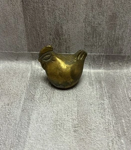 Vintage Solid Brass Chicken Bird Small Figurine Mid Century Modern Farmhouse 1G - Picture 1 of 8