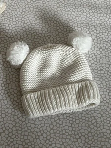 F&F Baby Bobble Hat, 6-12 Months, Cream - Picture 1 of 4