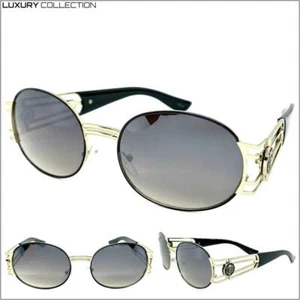 Men's Classic Retro Hip Hop Style SUN GLASSES Large Oval Silver Frame Light Tint - Picture 1 of 8