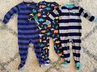 Lot of 3 Carters Baby Boy Size 24 Months Fleece Sleepers Pajamas. Free Shipping!