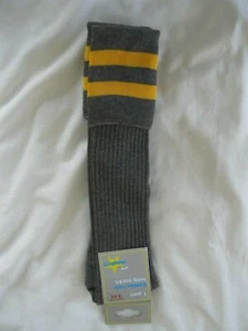 Senior Boys Grey Knee High School Socks Trim with 2 Gold Bands Sz 7-11 NEW 27/02 - Picture 1 of 4