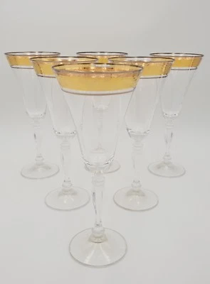 Weinglas, Sektglas, Cognac, Kristall Bohemia Victoria  Gold, Platin,  5er Set !! - Bild 1 von 3