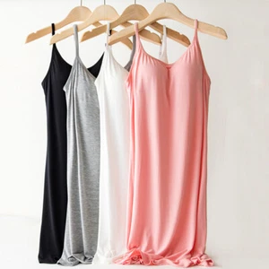 Women Cami Full Slip Dress Plain Loose Sleep Skirts Camisole Modal Under Dress - Picture 1 of 19