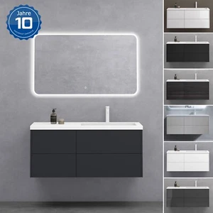 Badmöbel set Waschtisch mit Unterschrank aus Holz mit Soft-Close MDF Moment - Bild 1 von 22