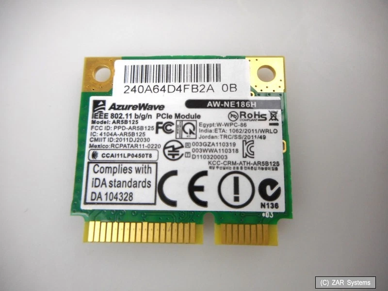 Asus Atheros AR5B125, AW-NE186H, WLAN Modul, WiFi Karte für 1225C, EB1503, NEUW. - Bild 1 von 1