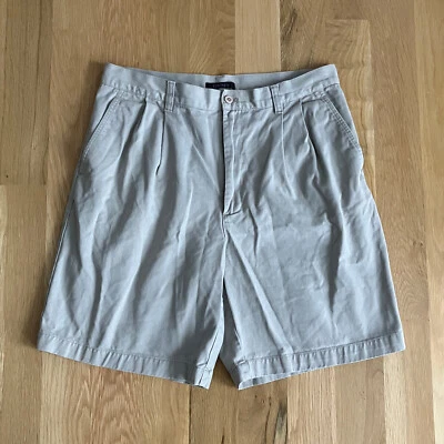 DKNY Shorts Men’s 34 White Khaki 100% Cotton Pleated Front  Twill Chino - Image 1 of 4