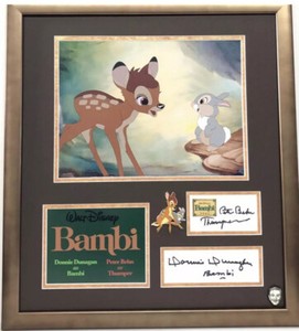 Bambi & Thumper Donnie Dunagan & Peter Behn Signed Autographed Frame 15 X 18