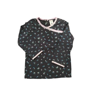 Old Navy Girl's Floral Navy Blue Top with Lavender Trim - Long Sleeves - Size 3T - Picture 1 of 3