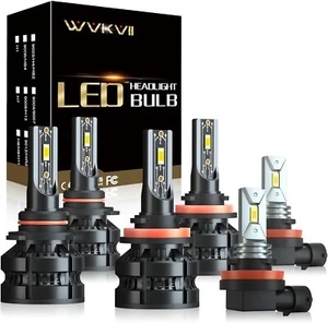 Headlight Bulbs Fog Lights LED 9005/HB3 + H11/H9/H8 + H11/H8/H9/H16 Pack of 6 - Picture 1 of 8