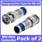 2 Pack BNC Compression Connector for RG59 Coaxial Cable Coax Wire CCTV Outdoor