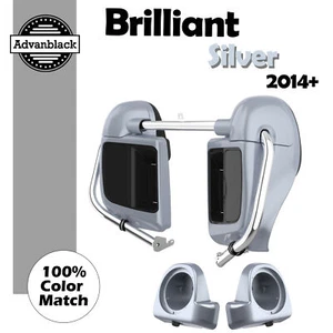 Brilliant Silver Lower Vented Fairing fits 14+ Harley Street Electra Road Glide - Foto 1 di 13