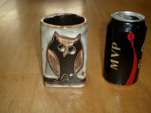 [HANDMADE by: MARA] OWLS, (3-D) IMAGES, Ceramic Coffee Mug / Cup,Vintage MEXICO - Picture 1 of 12