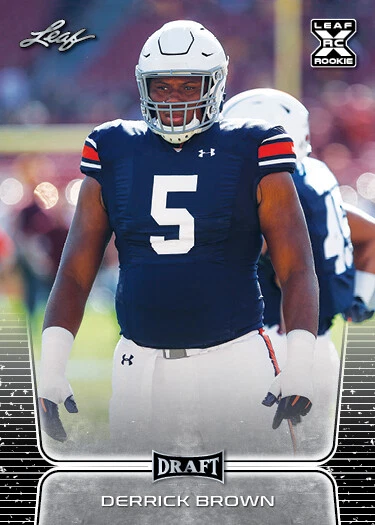 50) DERRICK BROWN Auburn Tigers 2020 Leaf Draft Football RC LOT - Image 1 of 1
