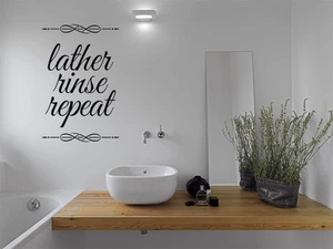 Bathroom Wall Quote "Lather Rinse Repeat", Wall Sticker, Modern Decal Transfer - Picture 1 of 3