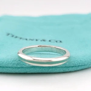 Tiffany & Co. Sterlingsilber blau Emaille Streifen schmales Band Liebe Ring Größe 5 - Bild 1 von 8