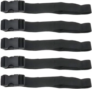 5-Pack 1" x 47" Black Nylon Quick Release Adjustable Buckle Straps - Picture 1 of 7