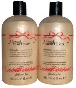 Par de 2 champú Philosophy copos de nieve esmerilados gel de ducha y baño de burbujas de 16 oz - Imagen 1 de 5