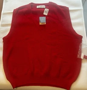 100% Peruanisches Alpaka V-Ausschnitt Fairway & Greene Herren Rot Pullover Weste L Neu! - Bild 1 von 4