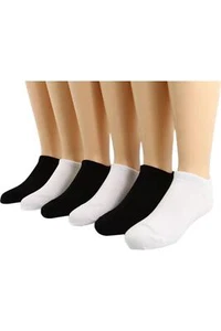 Jefferies Socks Kid's Unisex 6-Pack Seamless Capri Liner White/Black - Picture 1 of 2