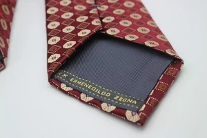Ermenegildo Zegna Made in Italy Silk Tie Burgundy Geometric Luxury Mens Necktie - Picture 1 of 11