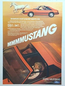 Ford Mustang rojo T-top mujer caballo deportivo vintage anuncio impreso 1980 - Imagen 1 de 4