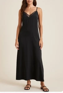 American Eagle Maddie Kenzi Ziegler Black Long Slip Dress Size Medium  - Picture 1 of 3