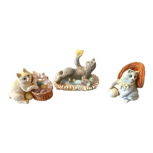Vintage Enesco Calico Kitten Figurines Lot of 3 1990s Decor Priscilla Hillman - Picture 1 of 6