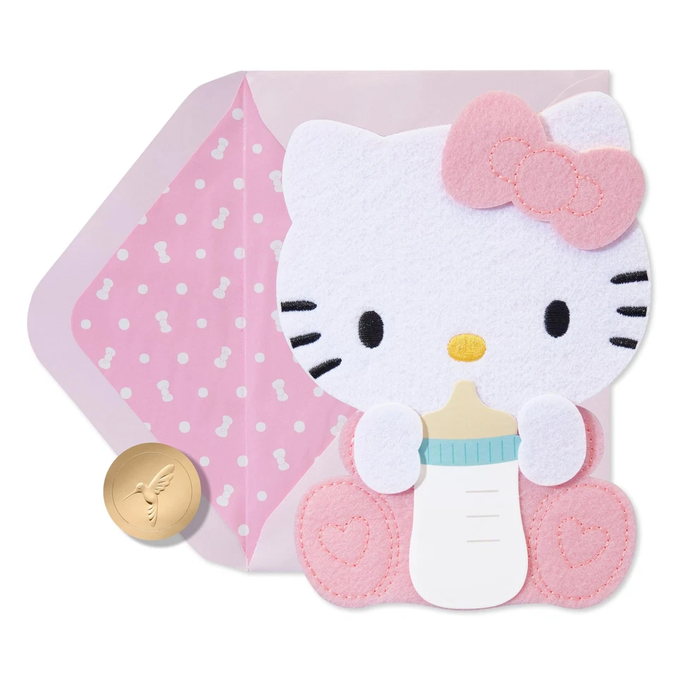 Hello Kitty Baby Girl Greeting Card With Felt Attachments And Envelope - Image 1 of 4