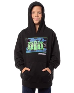Minecraft Boys' Game On Creeper Mob Graphic Print Hoodie Sweatshirt (Black, 2XS) - Picture 1 of 4