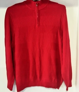 Chaps Quarter-Zip Sweater Men's XXL Red Knit Mock Neck Pullover Preppy Ribbed - Picture 1 of 8