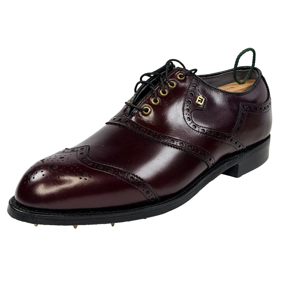 Antigo Sapato de Golfe Masculino FootJoy Clássico Borgonha Brogue Estilo Ponta Escudo 51425 Tamanho 9D - Imagem 1 de 4