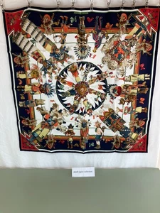 Hermes Carré 90 Vintage  Kachinas/Kermit Oliver /Navy Blue :JP - Picture 1 of 15