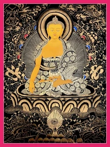 Masterpiece hand painted Tibetan Shakyamuni buddha Thangka painting Om yoga A11 - Picture 1 of 7