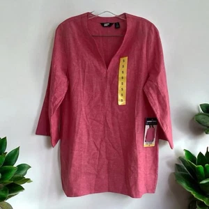 Land's End Shirt Women’s Size Small Pink Split Neck 3/4 Sleeve Tunic NEW - Picture 1 of 3