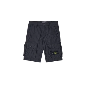 (Kids) Stone Island L0301 Wappen Logo Patch Cotton Shorts Black - 23SS - Picture 1 of 2