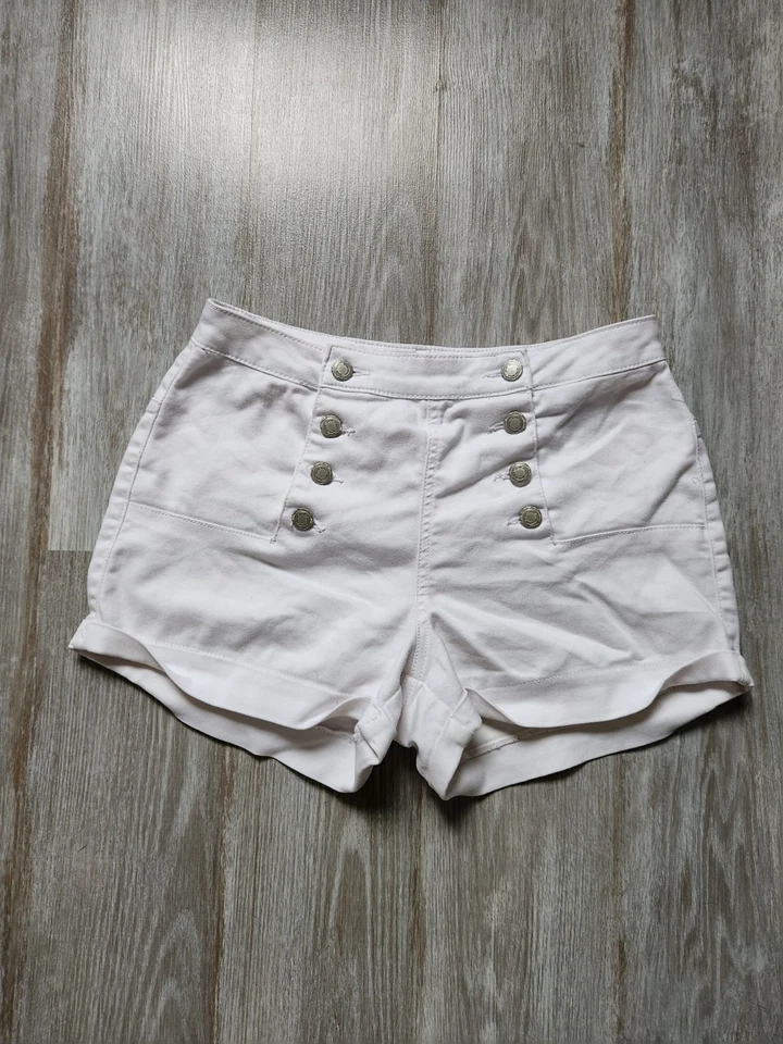 Mini Pantalones Cortos Marineros Almost Famous Alto Tiro Doble Botón Mosca Blanco Juniors Talla 9 Foto 1 de 4