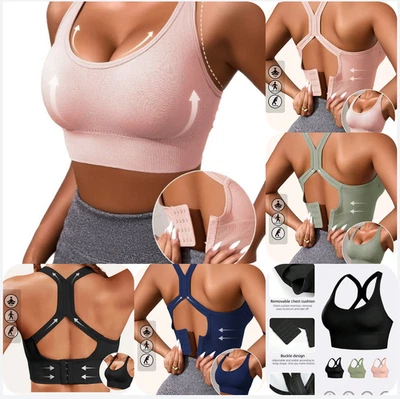Shockproof Push Up Running Sports Bra For Women Lingerie Racerback Vest Yoga Bra - Image 1 of 4