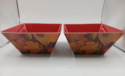 "Juego de 2 cuencos cuadrados de melamina para todo uso de 6"" hojas de otoño" Foto 1 de 4