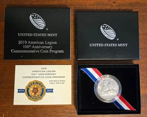 2019 D American Legion 100th Anniversary BU Clad Half Dollar OGP & COA - Picture 1 of 3