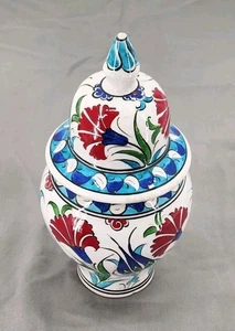Türkische Ingwer Glas Vase Deckel 6" Höhe handbemalt Vintage - Bild 1 von 5