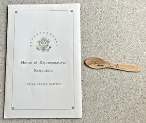 '77 Jimmy Carter Signed Inauguration Luncheon Menu Wooden Ice Cream Spoon No COA - Picture 1 of 18
